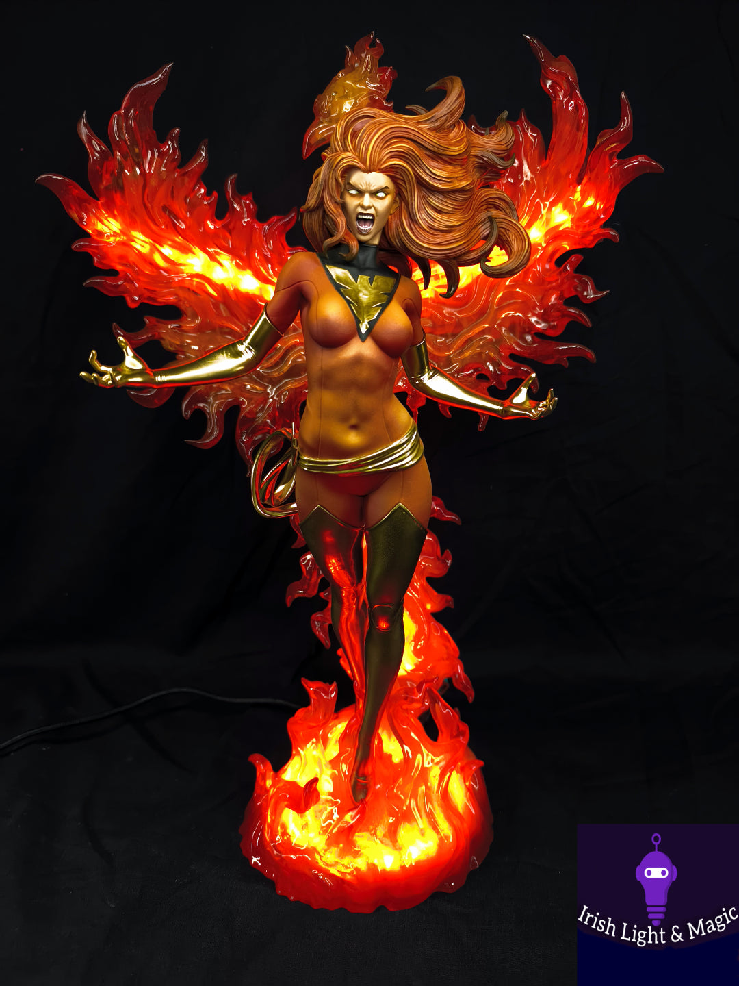 Jean Grey Dark Phoenix statue X-Men with lighted base