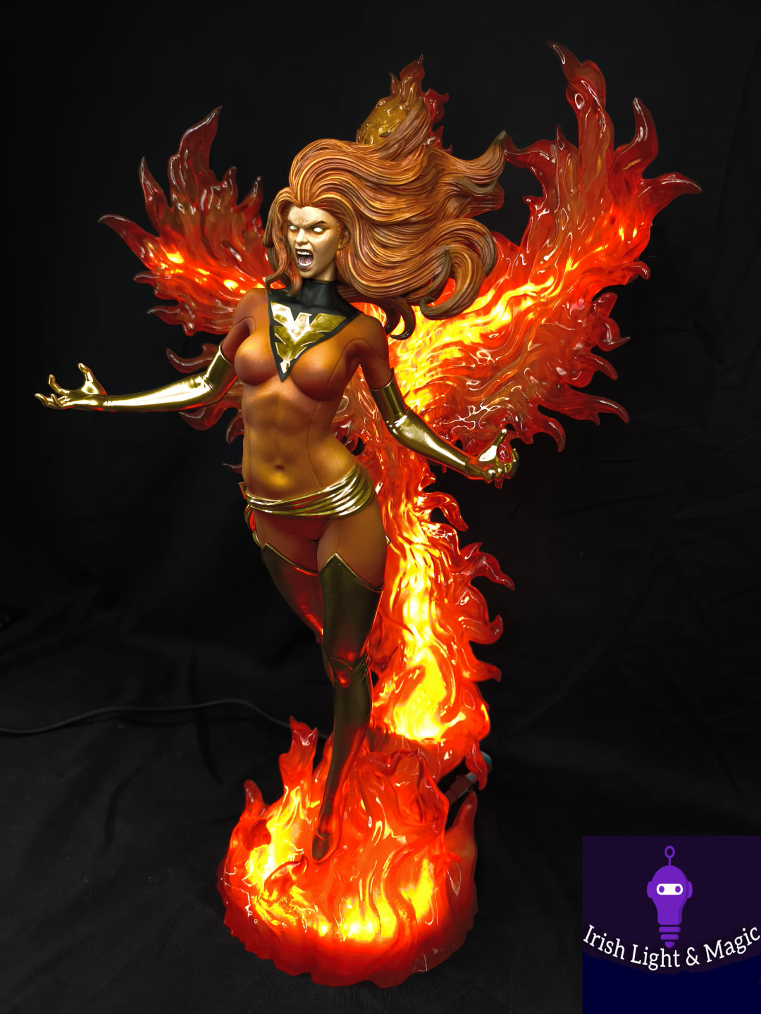 Jean Grey Dark Phoenix statue X-Men with lighted base