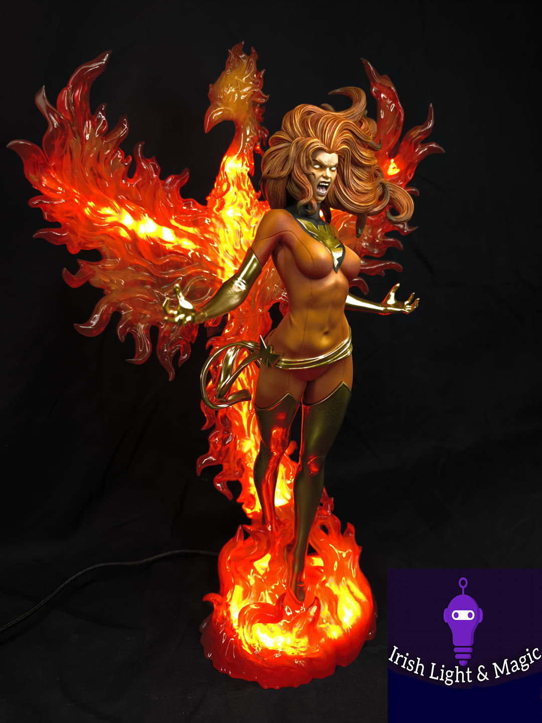 Jean Grey Dark Phoenix statue X-Men with lighted base