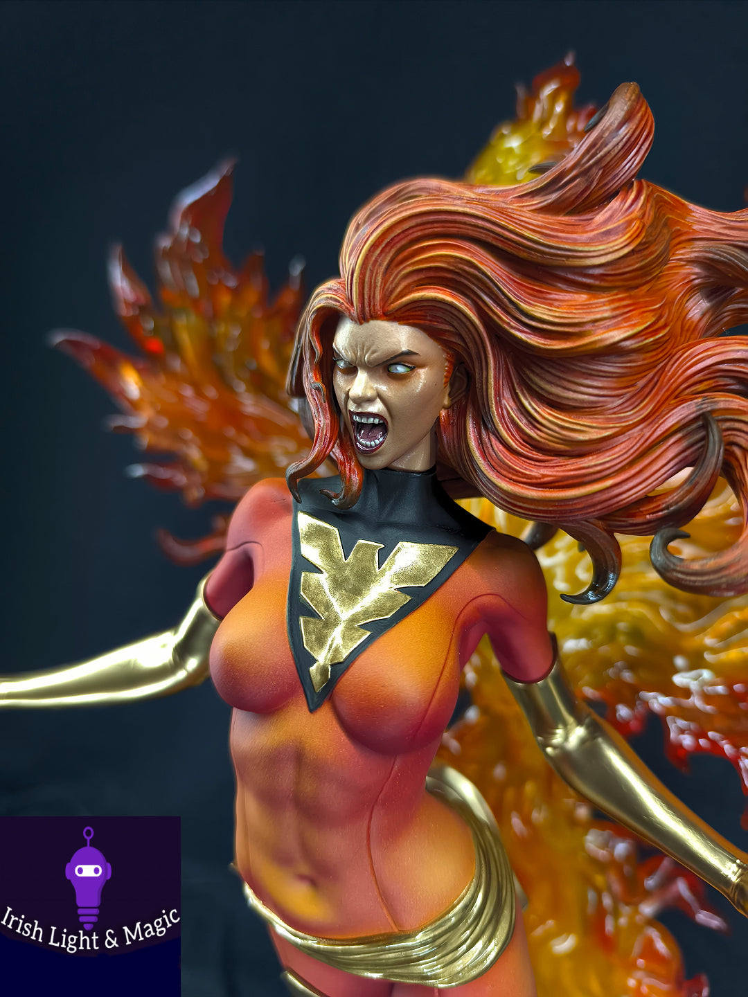 Jean Grey Dark Phoenix statue X-Men with lighted base