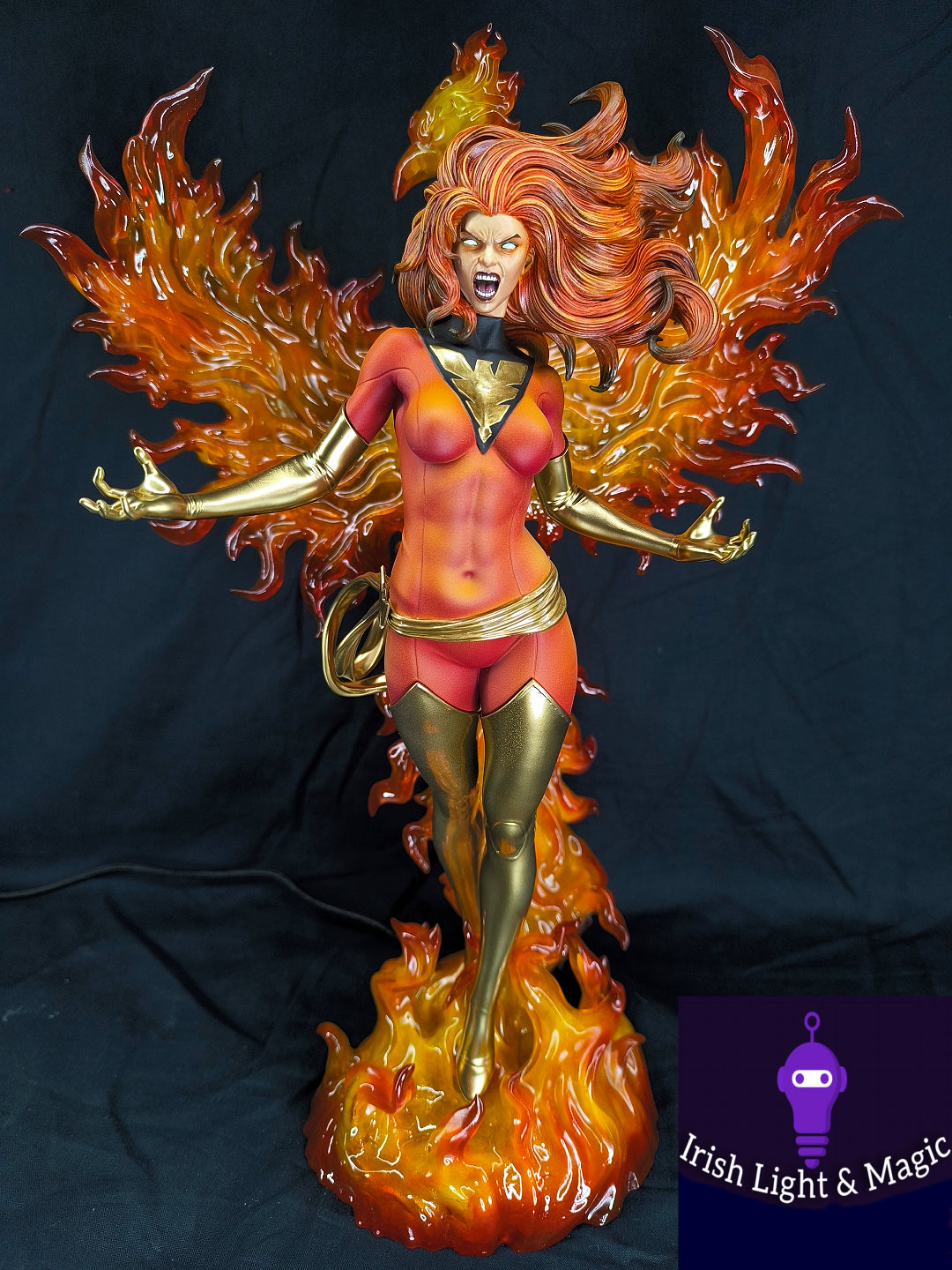 Jean Grey Dark Phoenix statue X-Men with lighted base