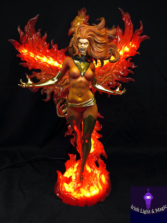 Jean Grey Dark Phoenix statue X-Men with lighted base