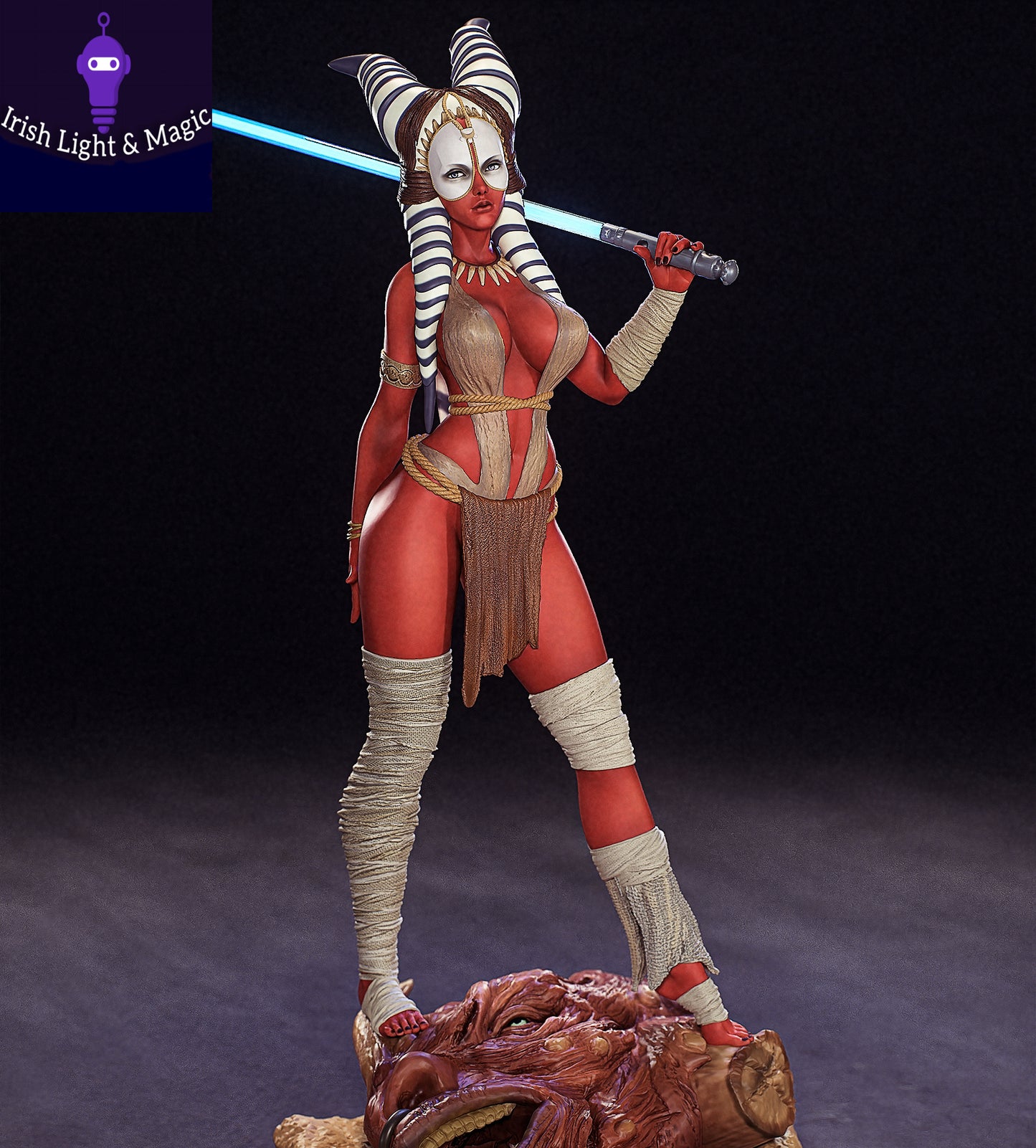 Shaak Ti statue 1/4th large premium with lighted saber