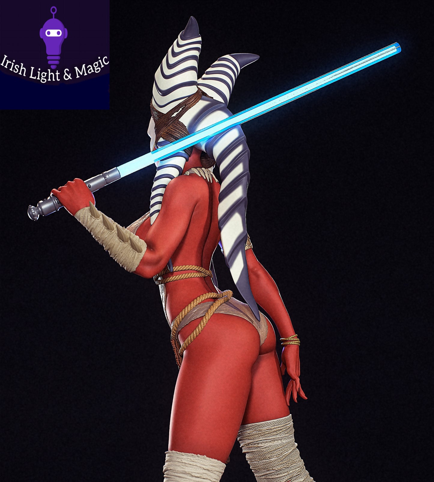 Shaak Ti statue 1/4th large premium with lighted saber