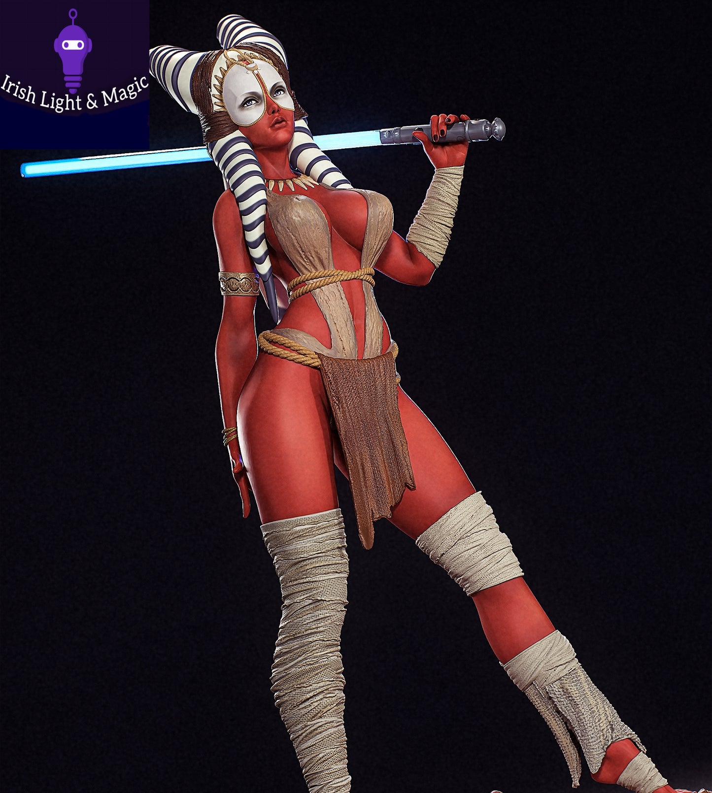 Shaak Ti statue 1/4th large premium with lighted saber