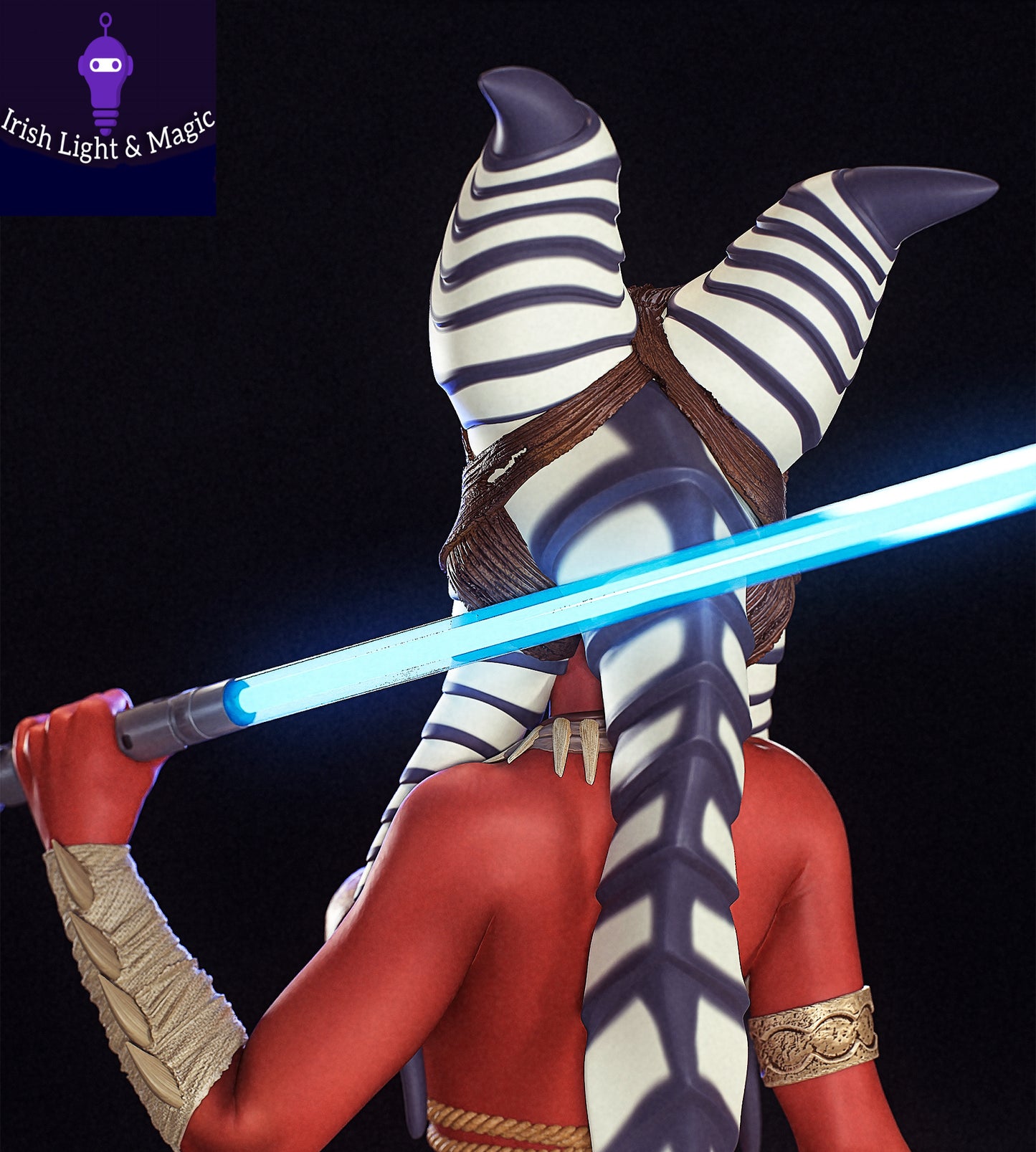 Shaak Ti statue 1/4th large premium with lighted saber